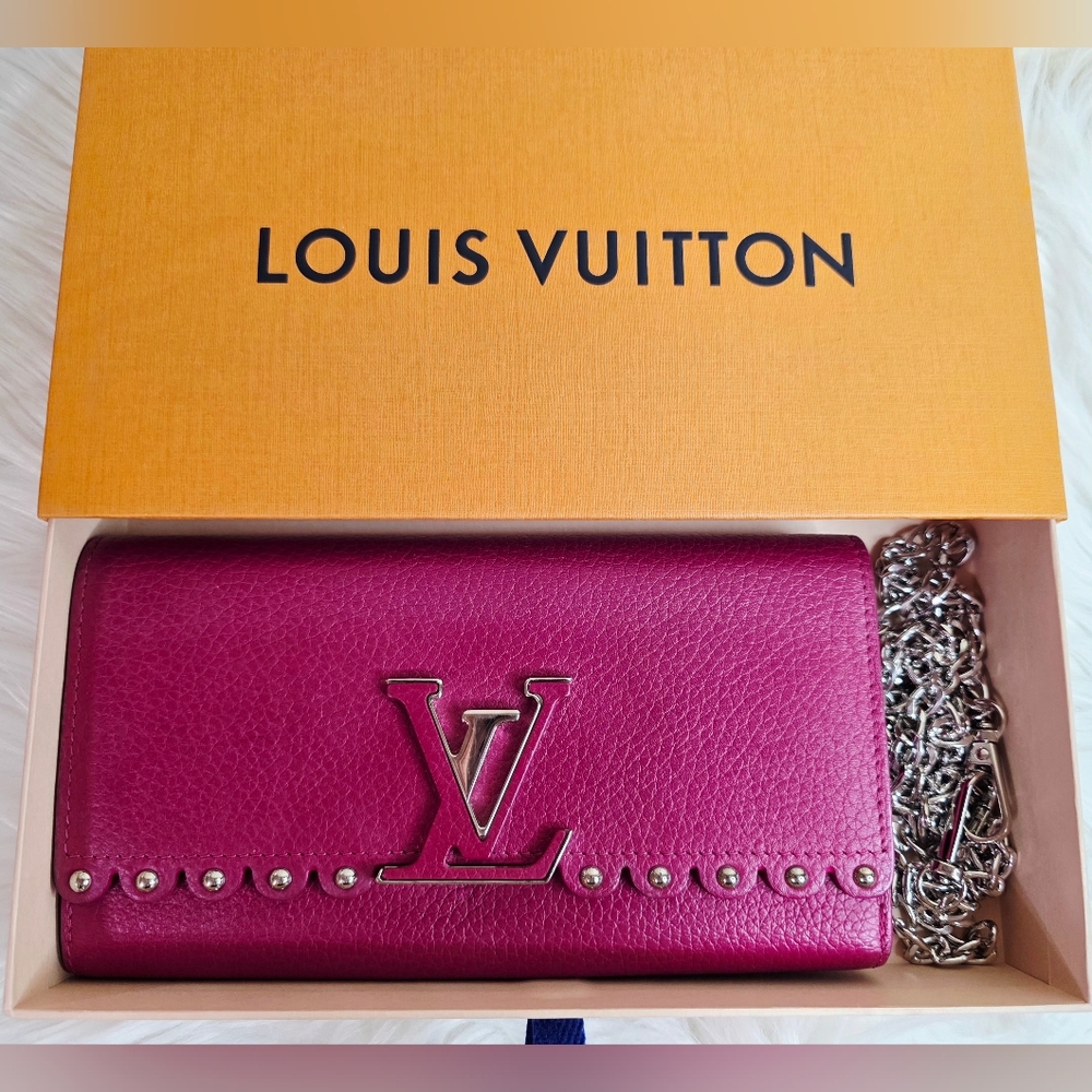 Louis Vuitton Fuchsia Clutch with Silver Chain
